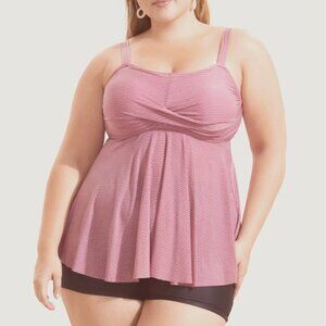 Plus size Plain Twist Front Gathered Swim Top 3XL us size 22